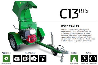 Hansa C13RTS Chipper w/ Road Trailer